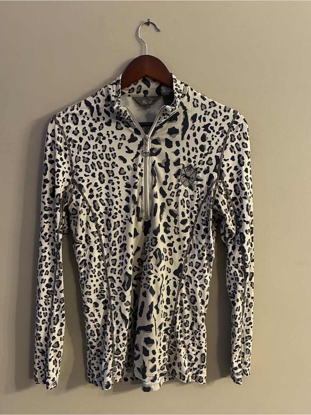 Goode Rider 1/4 Zip Long Sleeve Shirt - Leopard Print